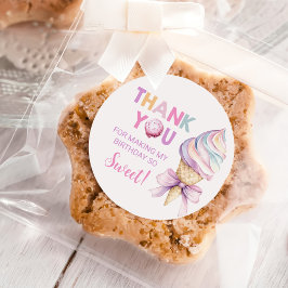 Pegatina Redonda Pastel Coquette Ice Cream Chicas Cumpleaños