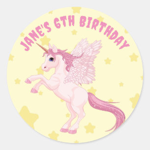 Pegatina Redonda Pastel Cute Unicornio