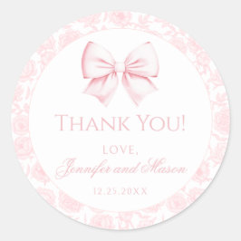 Pegatina Redonda Pastel de arco rosa floral boho bebé ducha gracias