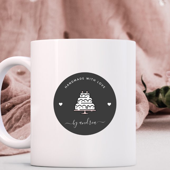 Pegatina Redonda Pastel de boda personalizado hecho a mano con pana (Subido por el creador)