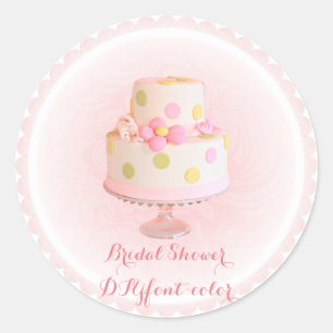 Pegatina Redonda Pastel de boda PixDezines/ducha de novia/DIY