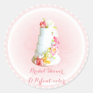 Pegatina Redonda Pastel de boda PixDezines/ducha de novia/DIY