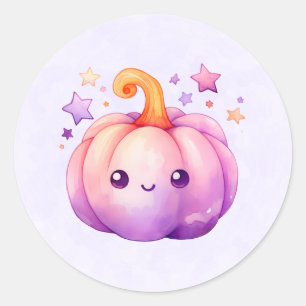 Pegatina Redonda Pastel de Calabaza con Estrellas Vibe Soñador y Li