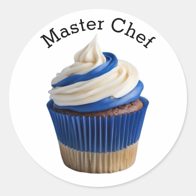Pegatina Redonda Pastel de Chef Maestro (Anverso)