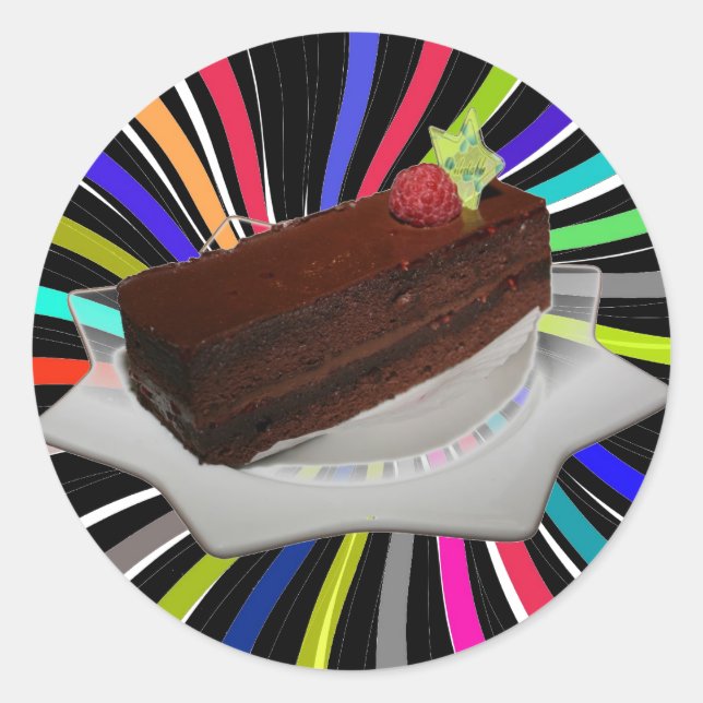 Pegatina Redonda Pastel de chocolate (Anverso)