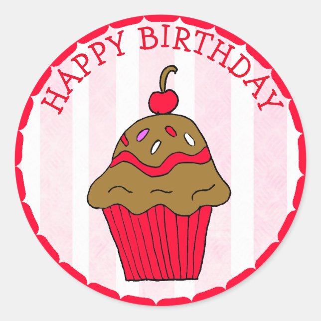 Pegatina Redonda Pastel de chocolate (Anverso)