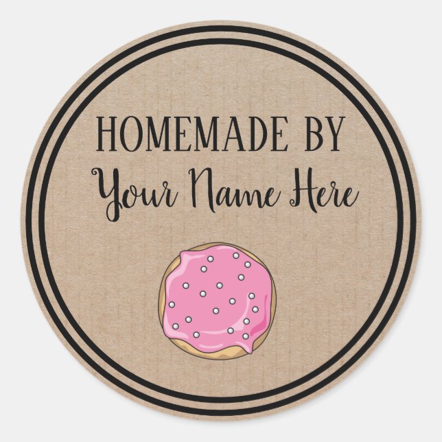 Pegatina Redonda Pastel De Cocina Donut Hechos En Casa Por Artesaní (Anverso)