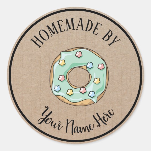 Pegatina Redonda Pastel De Cocina Donut Hechos En Casa Por Artesaní (Anverso)