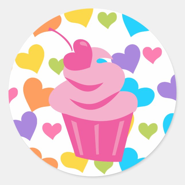 Pegatina Redonda Pastel de corazón pop (Anverso)