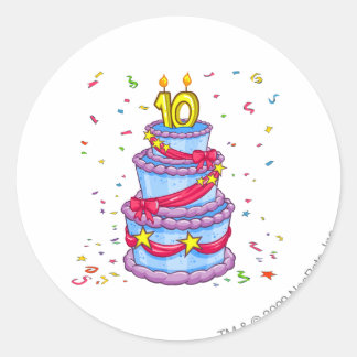 Pegatina Redonda Pastel de cumpleaños