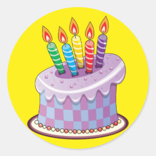Pegatina Redonda Pastel de cumpleaños