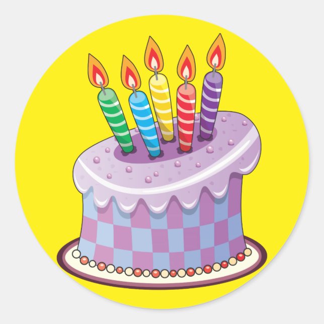 Pegatina Redonda Pastel de cumpleaños (Anverso)