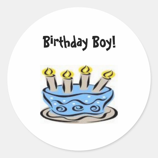 Pegatina Redonda ¡pastel de cumpleaños 2, niño de cumpleaños! (Anverso)
