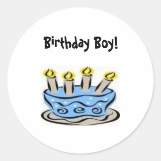 Pegatina Redonda ¡pastel de cumpleaños 2, niño de cumpleaños!