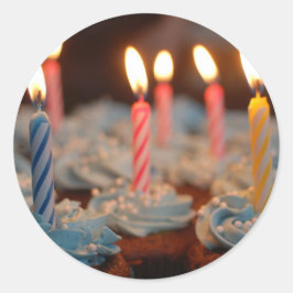 Pegatina Redonda pastel de cumpleaños Casa Fiesta dulces postre tor