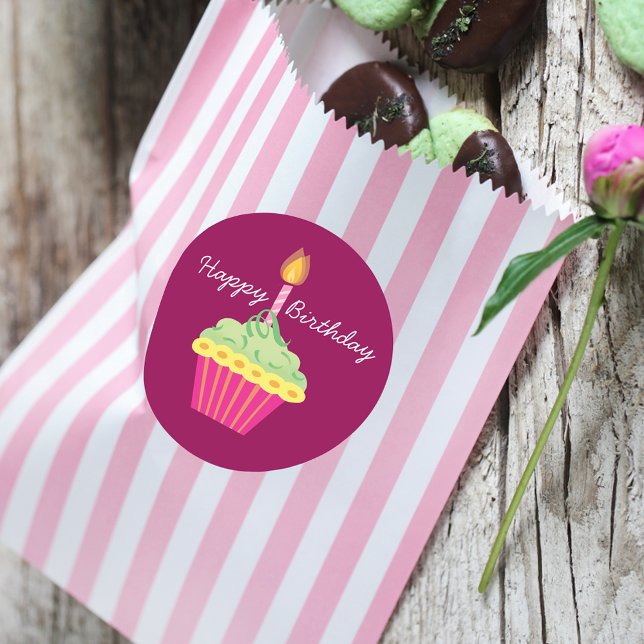 Pegatina Redonda Pastel de cumpleaños feliz (Subido por el creador)