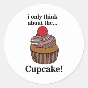 Pegatina Redonda Pastel De Cupakes Solo Pienso En El Pastel De Cupa