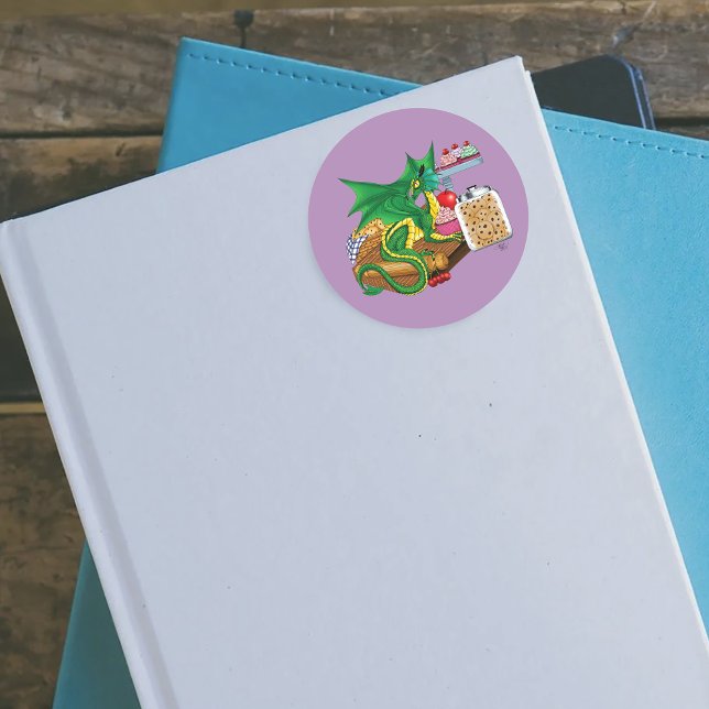 Pegatina Redonda Pastel de Dragón Verde (Subido por el creador)
