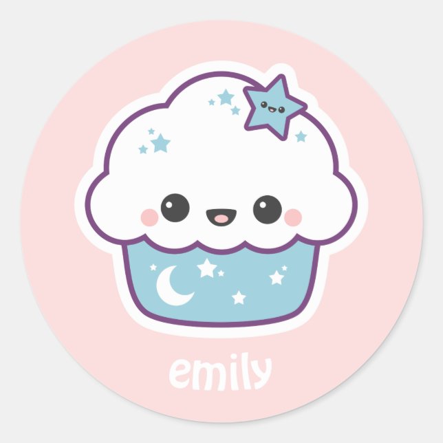 Pegatina Redonda Pastel de espacio azul (Anverso)