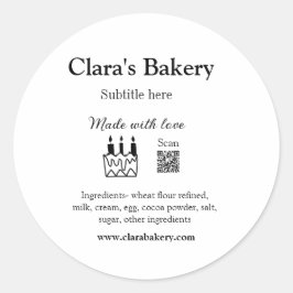 Pegatina Redonda Pastel de panadería agregar ingredientes hechos co