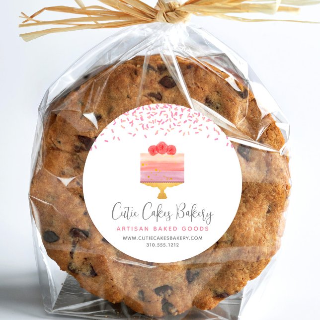 Pegatina Redonda Pastel de panadería Ombre Rosa Derramado Postre pa (Subido por el creador)