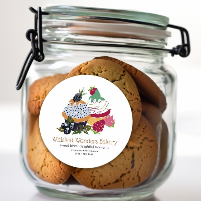 Pegatina Redonda Pastel de pastelería (Cupcake Bakery Chef Classic Round Sticker)