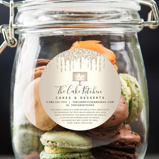 Pegatina Redonda Pastel de pastelería Chef Purpurina de Oro Perfora (Subido por el creador)