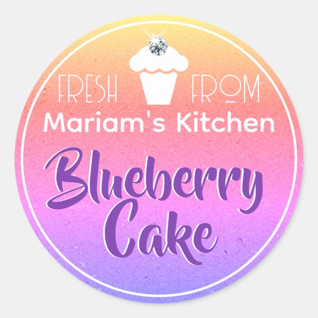 Pegatina Redonda Pastel de pastelería Diamante de imitación de Ombr (Anverso)