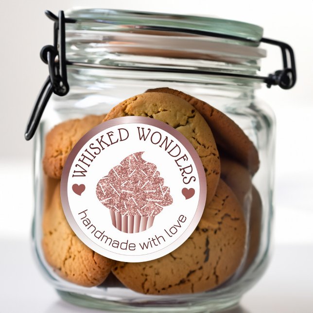 Pegatina Redonda Pastel de pastelería Purpurina Rosa de Oro Perros  (Pastry Cake Bakery Glitter Rose Gold Pink Drips Classic Round Sticker)