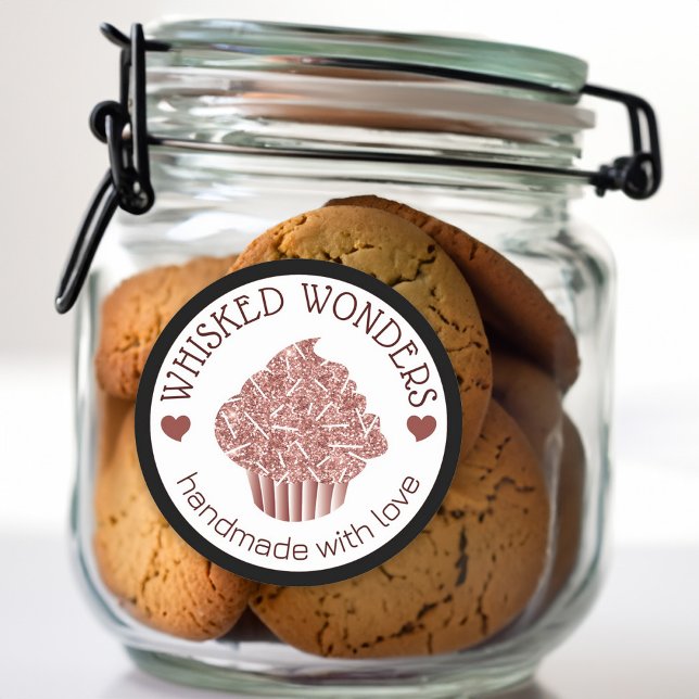 Pegatina Redonda Pastel de pastelería Purpurina Rosa de Oro Perros  (Pastry Cake Bakery Glitter Rose Gold Pink Drips Classic Round Sticker)