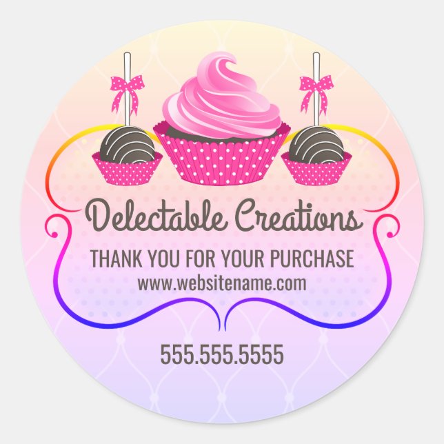 Pegatina Redonda Pastel de pasteles copas de postre arco iris Panad (Anverso)