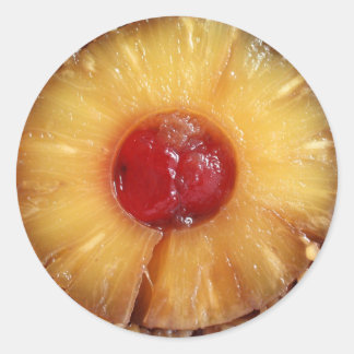 Pegatina Redonda Pastel de piña boca abajo