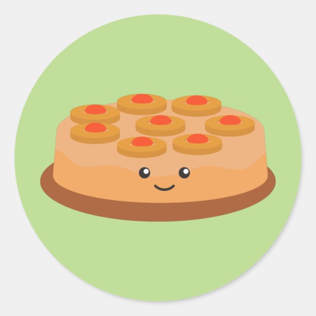 Pegatina Redonda Pastel de piña boca abajo (Anverso)