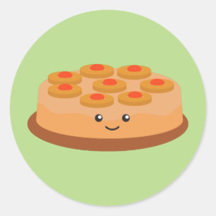 Pegatina Redonda Pastel de piña boca abajo