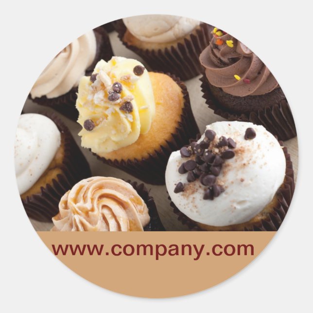 Pegatina Redonda Pastel de postre moderno pastelería panadería (Anverso)