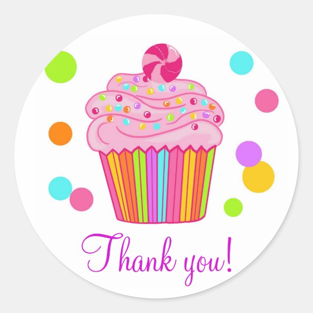 Pegatina Redonda Pastel de sorpresas con caramelos (Anverso)