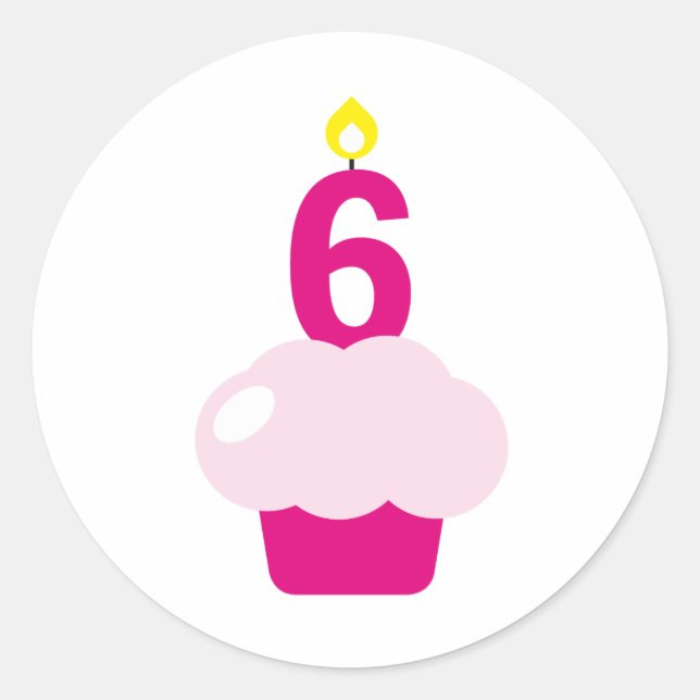 Pegatina Redonda Pastel de torta con velas de cumpleaños (Anverso)