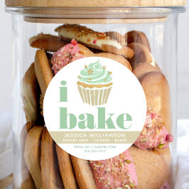 Pegatina Redonda Pastel de torta Retro Oro Verde Pastel de pasteles