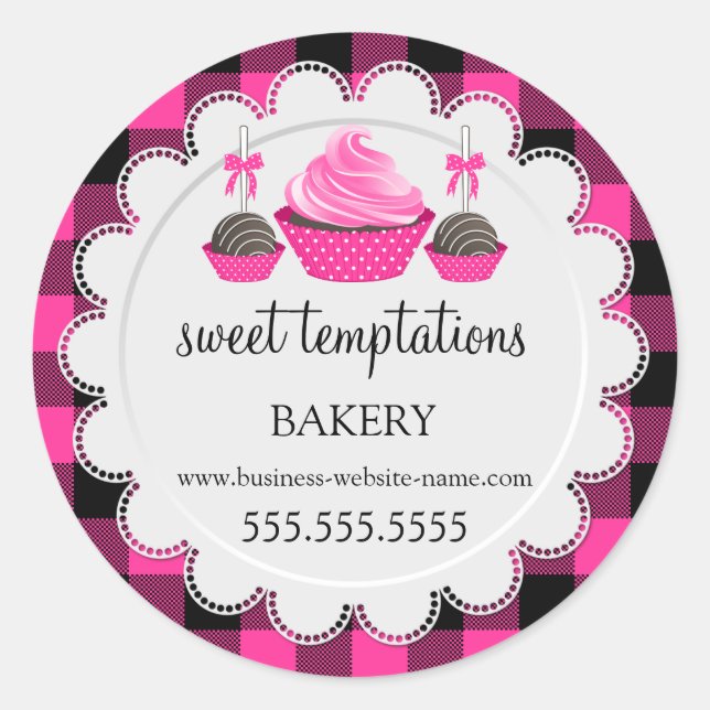 Pegatina Redonda Pastel de torta y pasteles panadería de búfalo (Anverso)