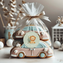 Pegatina Redonda Pastel Ducha tropical para bebés Selva Safari Anim