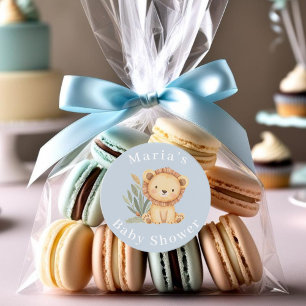 Pegatina Redonda Pastel Ducha tropical para bebés Selva Safari Anim