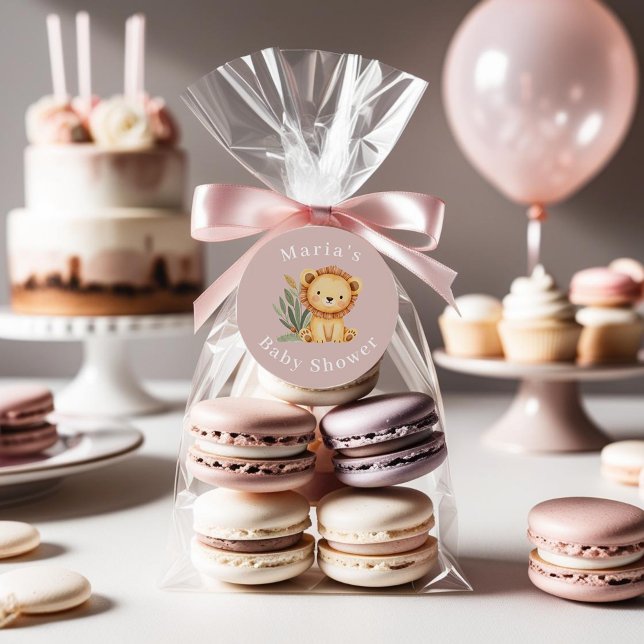 Pegatina Redonda Pastel Ducha tropical para bebés Selva Safari Anim (Subido por el creador)