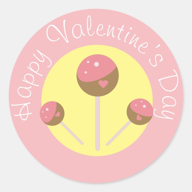 Pegatina Redonda Pastel dulce Pop Valentines Rosa Clásico Ronda St (Anverso)