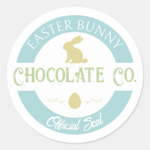 Pegatina Redonda Pastel Easter Bunny Chocolate Company