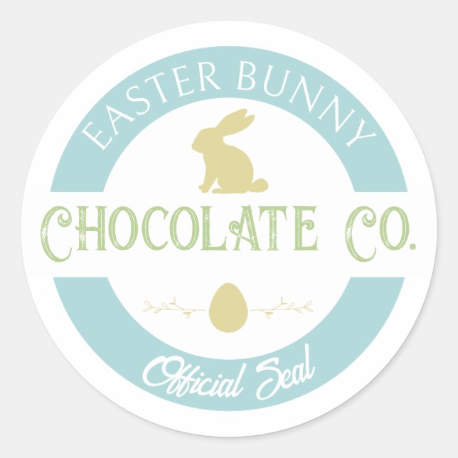 Pegatina Redonda Pastel Easter Bunny Chocolate Company (Anverso)