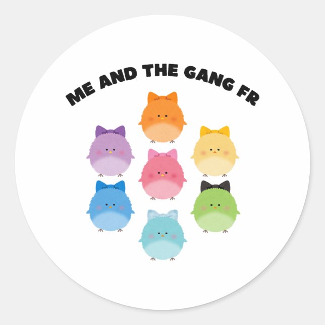 Pegatina Redonda Pastel Easter Funny Homies Meme Cute Ba (Anverso)