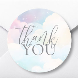 Pegatina Redonda Pastel Estamos en Cloud Nueve Baby Shower Gracias