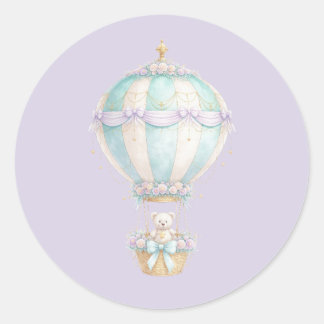 Pegatina Redonda Pastel Fairytale Hot Air Balloon Envelope Seal