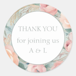 Pegatina Redonda Pastel Floral Elegance Boda