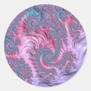 Pegatina Redonda Pastel Fractal